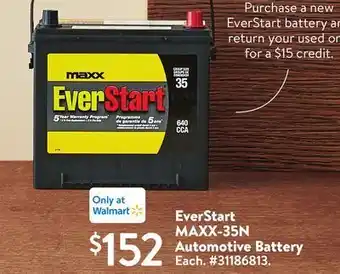 Walmart Everstart maxx-35n automotive battery offer