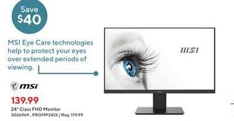 Staples Msi 24" class fhd monitor offer
