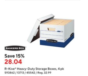 Staples Bankers box r-kive heavy-duty storage box, 4 pk offer