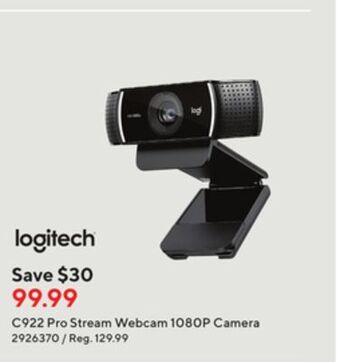 Staples Logitech c922 pro stream webcam 1080p camera offer