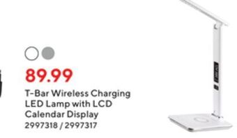 Staples Sheffield home t-bar wireless charging led lamp with lcd calendar display offer