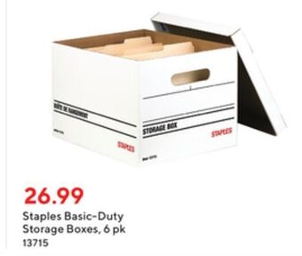 Staples Staples basic-duty storage boxes 6 pack offer