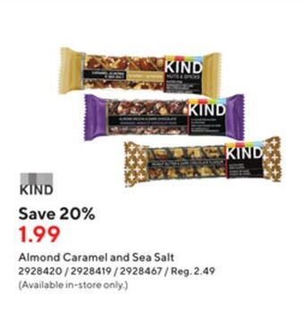 Staples Kind almond caramel and sea salt offer