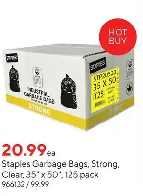 Staples Staples garbage bags, strong, clear offer
