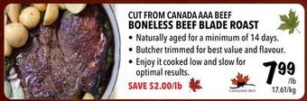 Farm Boy Cut from canada aaa beef boneless beef blade roast offer