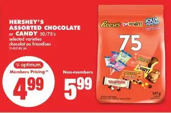 No Frills Hershey's assorted chocolate or candy 50/75's offer