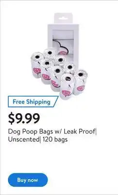 Walmart Dog poop bags w/ leak proof| unscented| 120 bags offer