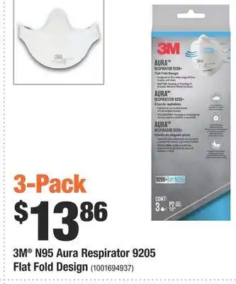 Home Depot 3m® n95 aura respirator 9205 flat fold design offer