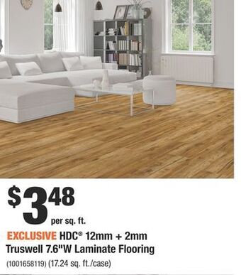 Home Depot Hdc® 12mm + 2mm truswell 7.6"w laminate flooring offer