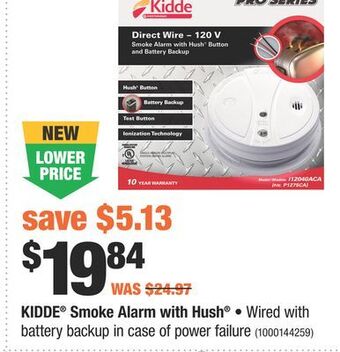 Home Depot Kidde® smoke alarm with hush® offer