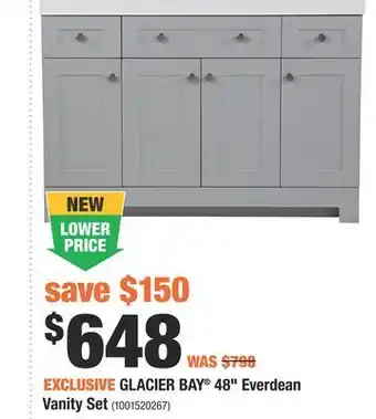 Home Depot Glacier bay® 48" everdean vanity set offer