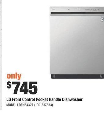 Home Depot Lg front control pocket handle dishwasher offer