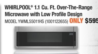 Home Depot Whirlpool® 1.1 cu. ft. over-the-range microwave with low profile design offer