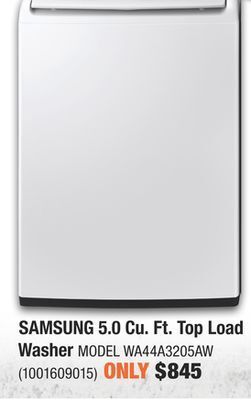 Home Depot Samsung 5.0 cu. ft. top load washer offer