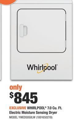 Home Depot Whirlpool® 7.0 cu. ft. electric moisture sensing dryer offer