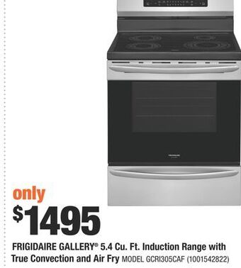Home Depot Frigidaire gallery® 5.4 cu. ft. induction range with true convection and air fry offer