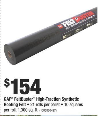 Home Depot Gaf® feltbuster™ high-traction synthetic roofing felt offer
