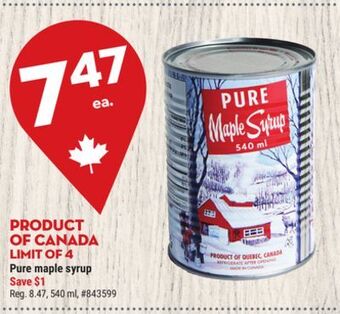 Giant Tiger Pure maple syrup offer