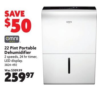 Home Hardware 22 pint portable dehumidifier offer