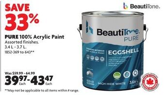 Home Hardware Pure 100% acrylic paint offer