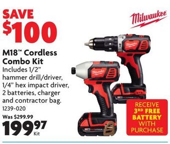 Home Hardware M18™ cordless combo kit offer