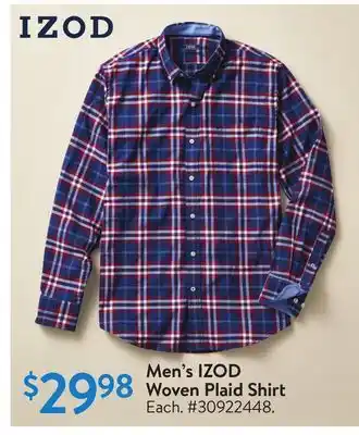 Walmart Men's izod woven plaid shirt offer