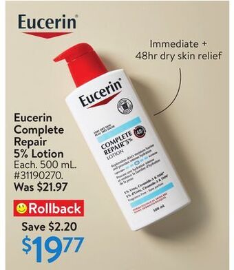 Walmart Eucerin complete repair 5% lotion offer