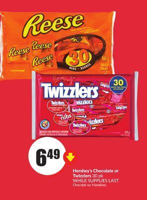Chalo FreshCo Hershey's chocolate or twizzlers 30 pk offer