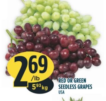 Marché Adonis Red or green seedless grapes offer