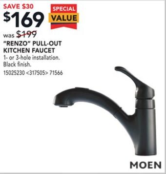 RONA Moen "renzo" pull-out kitchen faucet offer