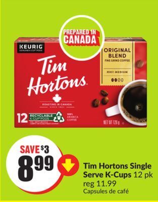 FreshCo Tim hortons single serve k-cups 12 pk offer