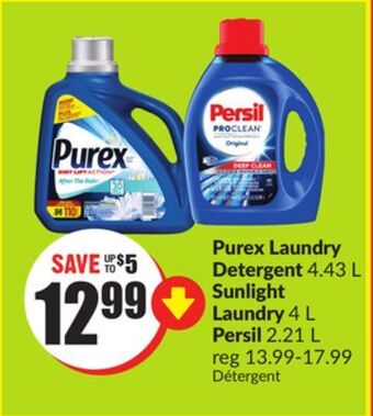 FreshCo Purex laundry detergent 4.43 l sunlight laundry 4 l persil 2.21 l offer
