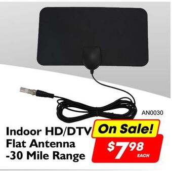 Debranded indoor hd/dtv flat antenna 30 mile range