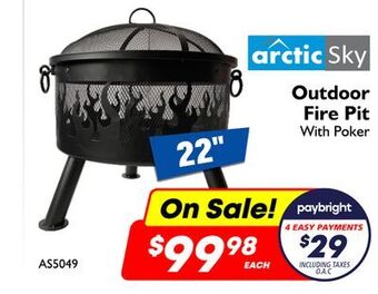 Factory Direct Arctic sky outdoor fire pit with poker offer