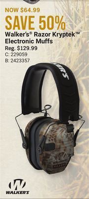 Bass Pro Walker's® razor kryptek™ electronic muffs offer