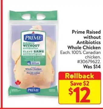 Walmart Prime raised without antibiotics whole chicken offer
