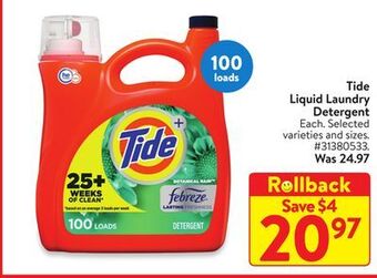 Walmart Tide liquid laundry detergent offer