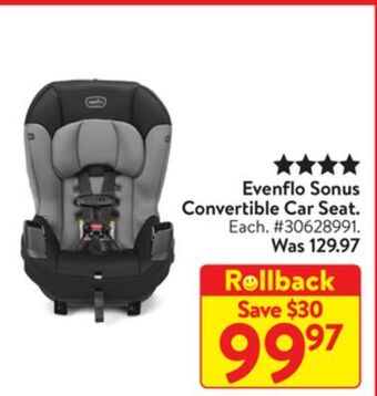 Walmart Evenflo sonus convertible car seat offer