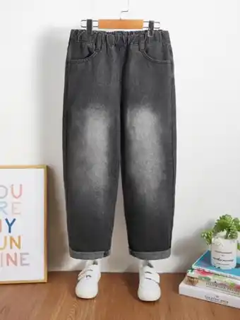SheIn Shein boys bleach wash straight leg jeans offer