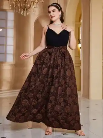 SheIn Plus floral print belted cami dress offer