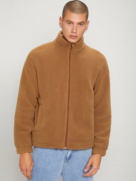 Shein basics men slant pocket zip up 