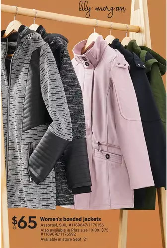 Giant Tiger Women's bonded jackets offer