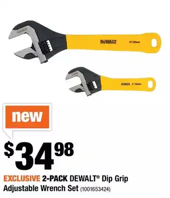 Home Depot 2-pack dewalt dip grip adjustable wrench set offer