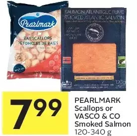 Foodland Pearlmark scallops or vasco & co smoked salmon offer