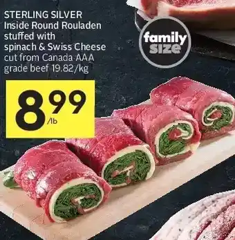 Foodland Sterling silver inside round rouladen stuffed with spinach & swiss cheese offer