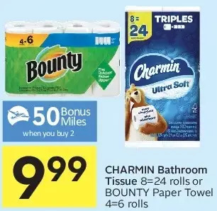 Foodland Charmin bathroom tissue or bounty paper towel offer