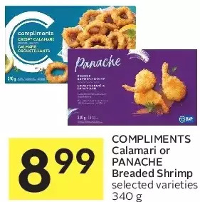 Foodland Compliments calamari or panache breaded shrimp offer