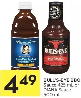 Foodland Bull's-eye bbq sauce or diana sauce offer