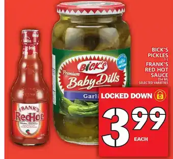 Food Basics Bick's pickles | frank's red hot sauce offer