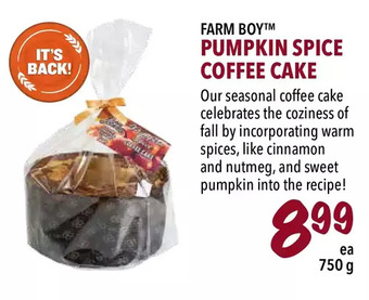 Farm Boy Farm boy pumpkin spice coffee cake offer
